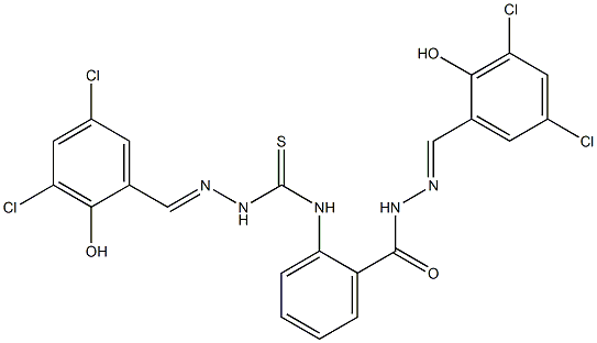 N1-(2-{[2-(3,5-dichloro-2-hydroxybenzylidene)hydrazino]carbonyl}phenyl)-2-(3,5-dichloro-2-hydroxybenzylidene)hydrazine-1-carbothioamide Struktur