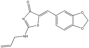 2-(allylamino)-5-[(E)-1,3-benzodioxol-5-ylmethylidene]-1,3-thiazol-4(5H)-one Struktur