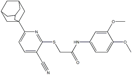 2-{[6-(1-adamantyl)-3-cyano-2-pyridinyl]sulfanyl}-N-(3,4-dimethoxyphenyl)acetamide Struktur