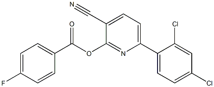 3-cyano-6-(2,4-dichlorophenyl)-2-pyridinyl 4-fluorobenzenecarboxylate Struktur