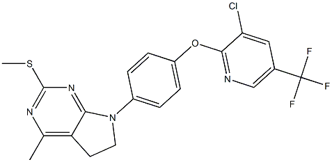 7-(4-{[3-chloro-5-(trifluoromethyl)-2-pyridinyl]oxy}phenyl)-4-methyl-2-(methylsulfanyl)-6,7-dihydro-5H-pyrrolo[2,3-d]pyrimidine Struktur