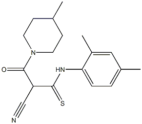 N1-(2,4-dimethylphenyl)-2-cyano-3-(4-methylpiperidino)-3-oxopropanethioamide Struktur