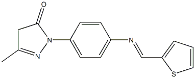 3-methyl-1-{4-[(2-thienylmethylidene)amino]phenyl}-4,5-dihydro-1H-pyrazol-5-one Struktur