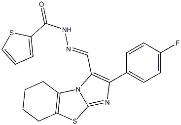 N'-{(E)-[2-(4-fluorophenyl)-5,6,7,8-tetrahydroimidazo[2,1-b][1,3]benzothiazol-3-yl]methylidene}-2-thiophenecarbohydrazide Struktur