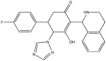 5-(4-fluorophenyl)-3-hydroxy-2-(1,2,3,4-tetrahydro-1-isoquinolinyl)-4-(1H-1,2,4-triazol-1-yl)-2-cyclohexen-1-one Struktur