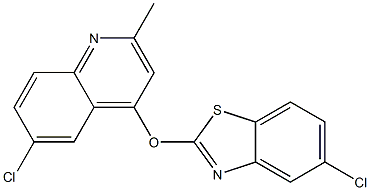 5-chloro-2-[(6-chloro-2-methyl-4-quinolyl)oxy]-1,3-benzothiazole Struktur