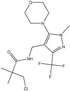 3-chloro-2,2-dimethyl-N-{[1-methyl-5-morpholino-3-(trifluoromethyl)-1H-pyrazol-4-yl]methyl}propanamide Struktur