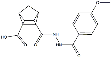 3-{[2-(4-methoxybenzoyl)hydrazino]carbonyl}bicyclo[2.2.1]hept-5-ene-2-carboxylic acid Struktur