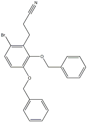 3-[2,3-di(benzyloxy)-6-bromophenyl]propanenitrile Struktur