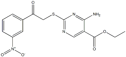 ethyl 4-amino-2-{[2-(3-nitrophenyl)-2-oxoethyl]thio}pyrimidine-5-carboxylate Struktur