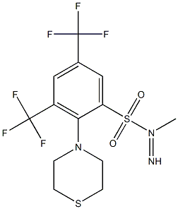 N1-imino(1,4-thiazinan-4-yl)methyl-3,5-di(trifluoromethyl)benzene-1-sulfonamide Struktur