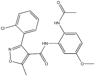 N4-[2-(acetylamino)-5-methoxyphenyl]-3-(2-chlorophenyl)-5-methylisoxazole-4-carboxamide Struktur