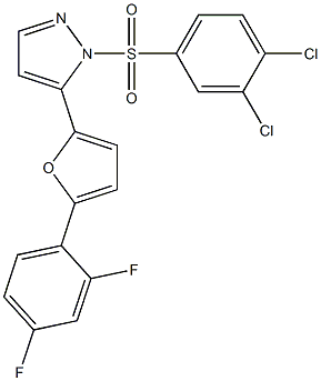 1-[(3,4-dichlorophenyl)sulfonyl]-5-[5-(2,4-difluorophenyl)-2-furyl]-1H-pyra zole Struktur