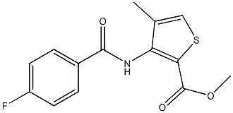 methyl 3-[(4-fluorobenzoyl)amino]-4-methyl-2-thiophenecarboxylate Struktur