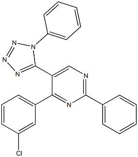 4-(3-chlorophenyl)-2-phenyl-5-(1-phenyl-1H-1,2,3,4-tetraazol-5-yl)pyrimidine Struktur