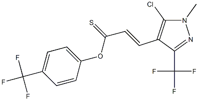 4-(trifluoromethyl)phenyl 3-[5-chloro-1-methyl-3-(trifluoromethyl)-1H-pyrazol-4-yl]prop-2-enethioate Struktur