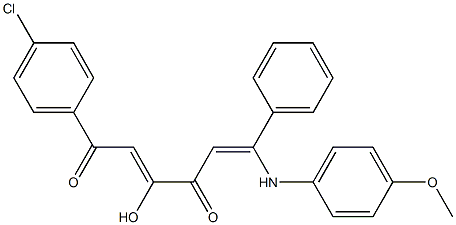 1-(4-chlorophenyl)-3-hydroxy-6-(4-methoxyanilino)-6-phenylhexa-2,5-diene-1,4-dione Struktur