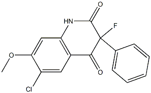 6-chloro-3-fluoro-7-methoxy-3-phenyl-1,2,3,4-tetrahydroquinoline-2,4-dione Struktur