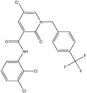 5-chloro-N-(2,3-dichlorophenyl)-2-oxo-1-[4-(trifluoromethyl)benzyl]-1,2-dihydro-3-pyridinecarboxamide Struktur