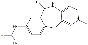 N-methyl-N'-(7-methyl-11-oxo-10,11-dihydrodibenzo[b,f][1,4]oxazepin-2-yl)urea Struktur