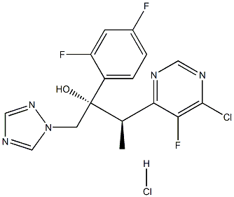 (2R,3S/2S,3R)-3-(4-chloro-5-fluoropyrimidin-6-yl)-2-(2,4-difluorophenyl)-1-(1H-1,2,4-triazol-1-yl)butan-2-ol Hydrochloride  
 Struktur