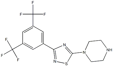 3-(3,5-bis(trifluoromethyl)phenyl)-5-(piperazin-1-yl)-1,2,4-thiadiazole Struktur