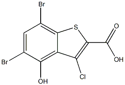 5,7-dibromo-3-chloro-4-hydroxybenzo[b]thiophene-2-carboxylic acid Struktur