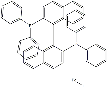 diiodo(2,2'-bis(diphenylphosphino)-1,1'-binaphthyl)palladium(II) Struktur