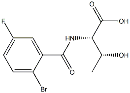 (2S,3R)-2-[(2-bromo-5-fluorobenzoyl)amino]-3-hydroxybutanoic acid Struktur