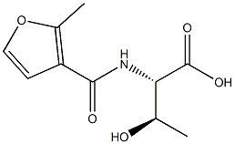 (2S,3R)-3-hydroxy-2-[(2-methyl-3-furoyl)amino]butanoic acid Struktur