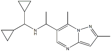 (dicyclopropylmethyl)(1-{2,7-dimethylpyrazolo[1,5-a]pyrimidin-6-yl}ethyl)amine Struktur