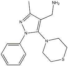 [3-methyl-1-phenyl-5-(thiomorpholin-4-yl)-1H-pyrazol-4-yl]methanamine Struktur