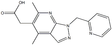 [4,6-dimethyl-1-(pyridin-2-ylmethyl)-1H-pyrazolo[3,4-b]pyridin-5-yl]acetic acid Struktur