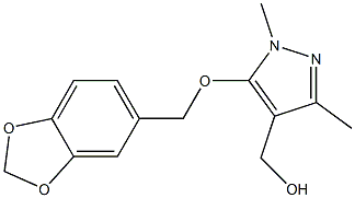 [5-(2H-1,3-benzodioxol-5-ylmethoxy)-1,3-dimethyl-1H-pyrazol-4-yl]methanol Struktur