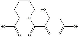 1-(2,4-dihydroxybenzoyl)piperidine-2-carboxylic acid Struktur