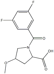 1-(3,5-difluorobenzoyl)-4-methoxypyrrolidine-2-carboxylic acid Struktur