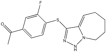 1-(3-fluoro-4-{5H,6H,7H,8H,9H-[1,2,4]triazolo[3,4-a]azepin-3-ylsulfanyl}phenyl)ethan-1-one Struktur