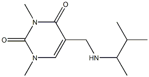 1,3-dimethyl-5-{[(3-methylbutan-2-yl)amino]methyl}-1,2,3,4-tetrahydropyrimidine-2,4-dione Struktur