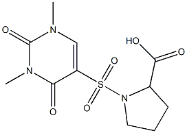 1-[(1,3-dimethyl-2,4-dioxo-1,2,3,4-tetrahydropyrimidine-5-)sulfonyl]pyrrolidine-2-carboxylic acid Struktur