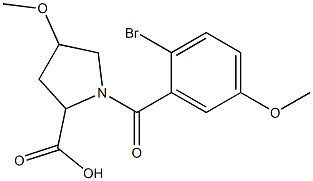 1-[(2-bromo-5-methoxyphenyl)carbonyl]-4-methoxypyrrolidine-2-carboxylic acid Struktur