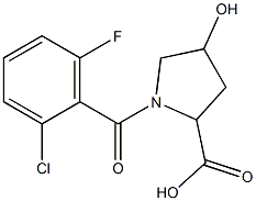 1-[(2-chloro-6-fluorophenyl)carbonyl]-4-hydroxypyrrolidine-2-carboxylic acid Struktur