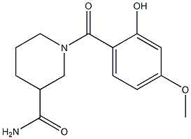 1-[(2-hydroxy-4-methoxyphenyl)carbonyl]piperidine-3-carboxamide Struktur