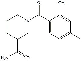 1-[(2-hydroxy-4-methylphenyl)carbonyl]piperidine-3-carboxamide Struktur