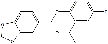 1-[2-(2H-1,3-benzodioxol-5-ylmethoxy)-5-fluorophenyl]ethan-1-one Struktur