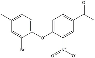 1-[4-(2-bromo-4-methylphenoxy)-3-nitrophenyl]ethan-1-one Struktur