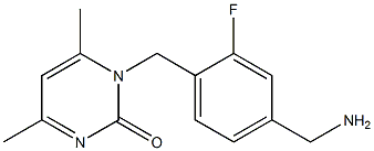 1-{[4-(aminomethyl)-2-fluorophenyl]methyl}-4,6-dimethyl-1,2-dihydropyrimidin-2-one Struktur