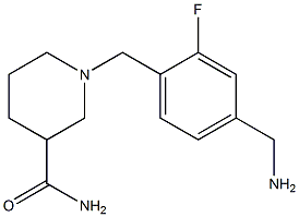 1-{[4-(aminomethyl)-2-fluorophenyl]methyl}piperidine-3-carboxamide Struktur