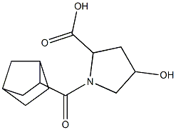 1-{bicyclo[2.2.1]heptan-2-ylcarbonyl}-4-hydroxypyrrolidine-2-carboxylic acid Struktur