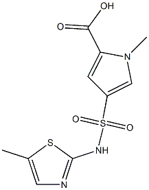 1-methyl-4-[(5-methyl-1,3-thiazol-2-yl)sulfamoyl]-1H-pyrrole-2-carboxylic acid Struktur