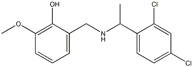 2-({[1-(2,4-dichlorophenyl)ethyl]amino}methyl)-6-methoxyphenol Struktur